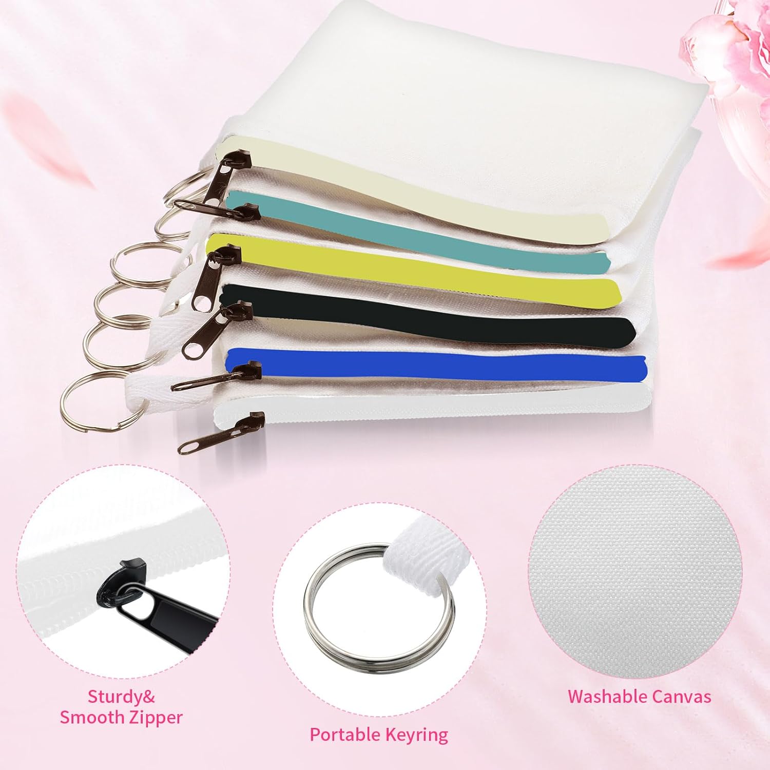 Frienda 30 Pieces Sublimation Blank Small Coin Canvas Makeup Bags Bulk Cosmetic DIY Craft Pouch with Zipper Coin Purse Pencil Pouch Travel Toiletry Organizer(Multi Color) - Image 4