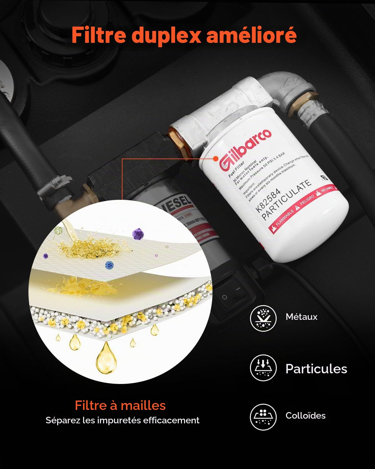 VEVOR Réservoir Diesel Portable 220 L Cuve de Ravitaillement 40 L/min avec Pompe de Transfert Électrique 12 V Tuyau en Caoutchouc 4 m Réservoir de Transfert Diesel pour Transport de Carburant, Noir