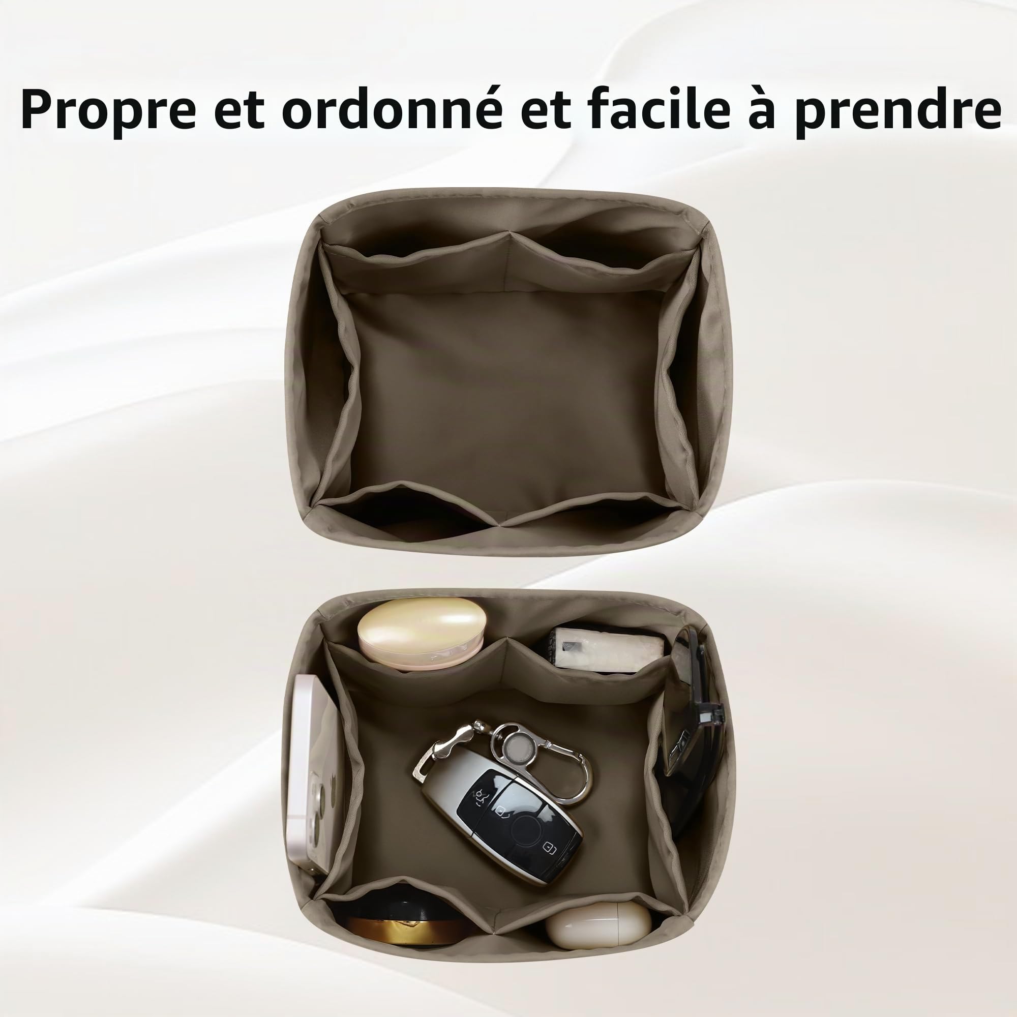 DGAZ Organisateur de Sac en Soie pour Hermès Picotin (18, Étoupe) | Soie Premium, Ultra Léger, Maintien de Forme Parfait, Protection Anti-rayure pour Sac de Luxe
