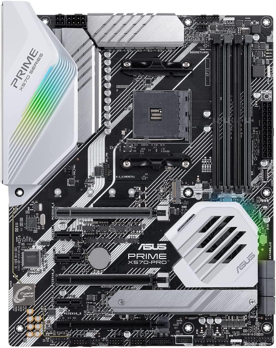 Prime X570-Pro AM4 Zen 3 Ryzen 5000 & 3rd Gen Ryzen ATX Motherboard with PCIe Gen4, Dual M.2 HDMI, SATA 6GB/s USB 3.2 Gen 2 ATX Motherboard
