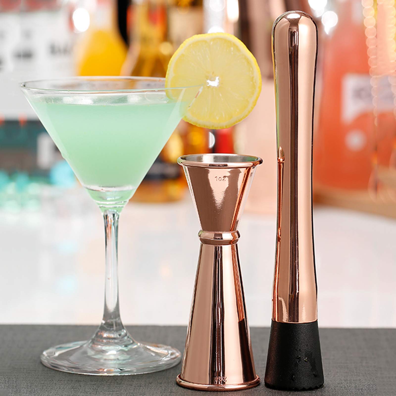 Shaker per Cocktail Kit Bartending Cocktail Shaker Agitatore da cocktail, vetro miscelato misurato e shaker in acciaio inox in acciaio inox, set di miscelatore bevanda shaker cocktail. Shaker per Cock