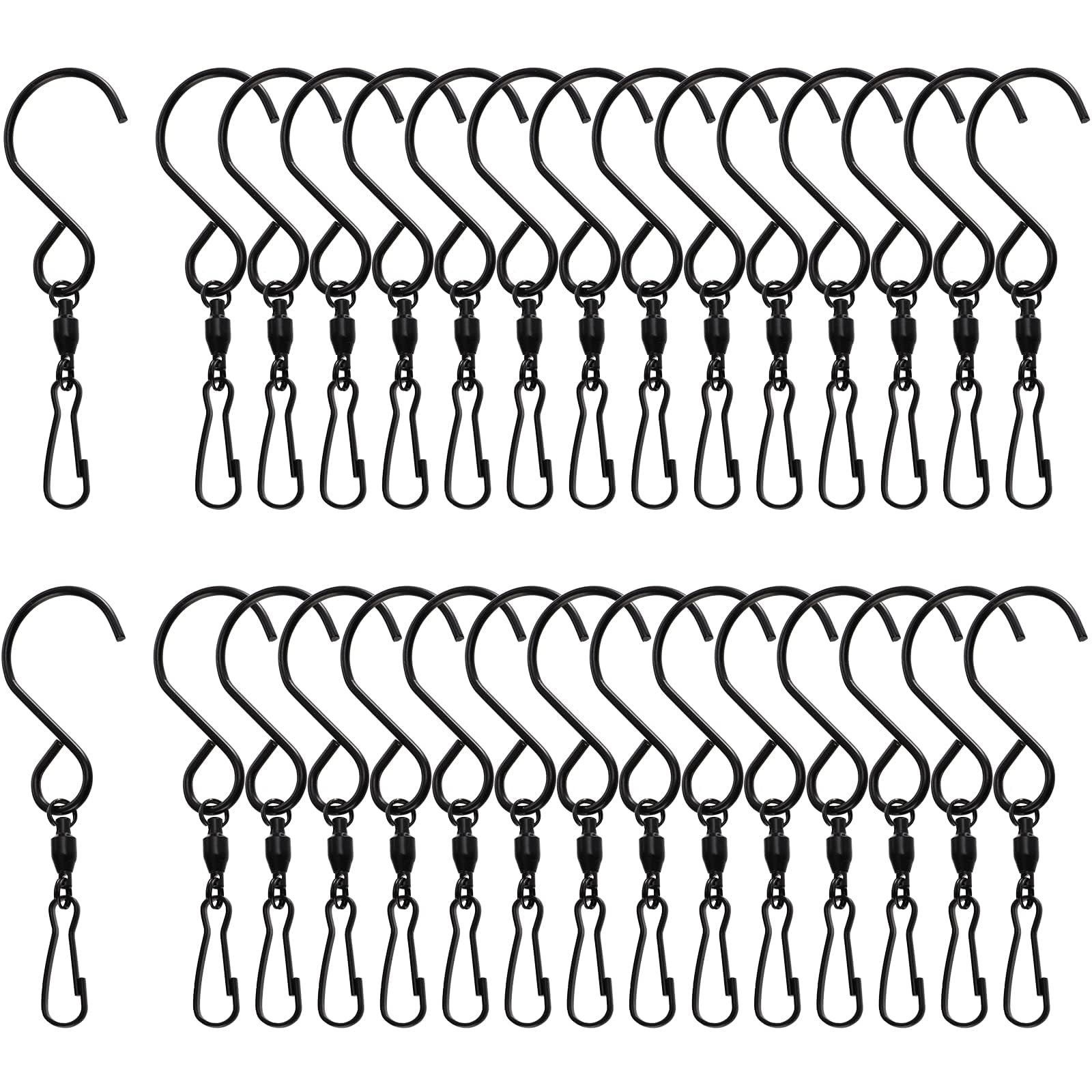 KASTWAVE 30 Stainless Steel Swivel Hooks Clips, 30 Pack S Hooks for Hanging Wind Spinners, Chimes, Feeders and More, Perfect for Garden and Party Decor