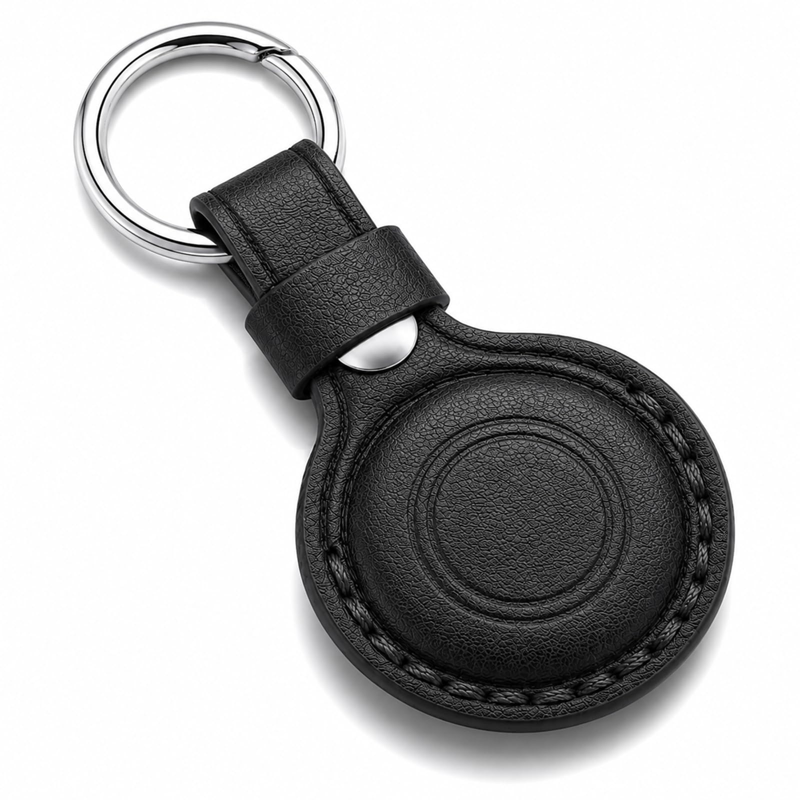 Porte-clés en cuir pour AirTag, étui avec bouton pression et porte-clés en métal-20260803