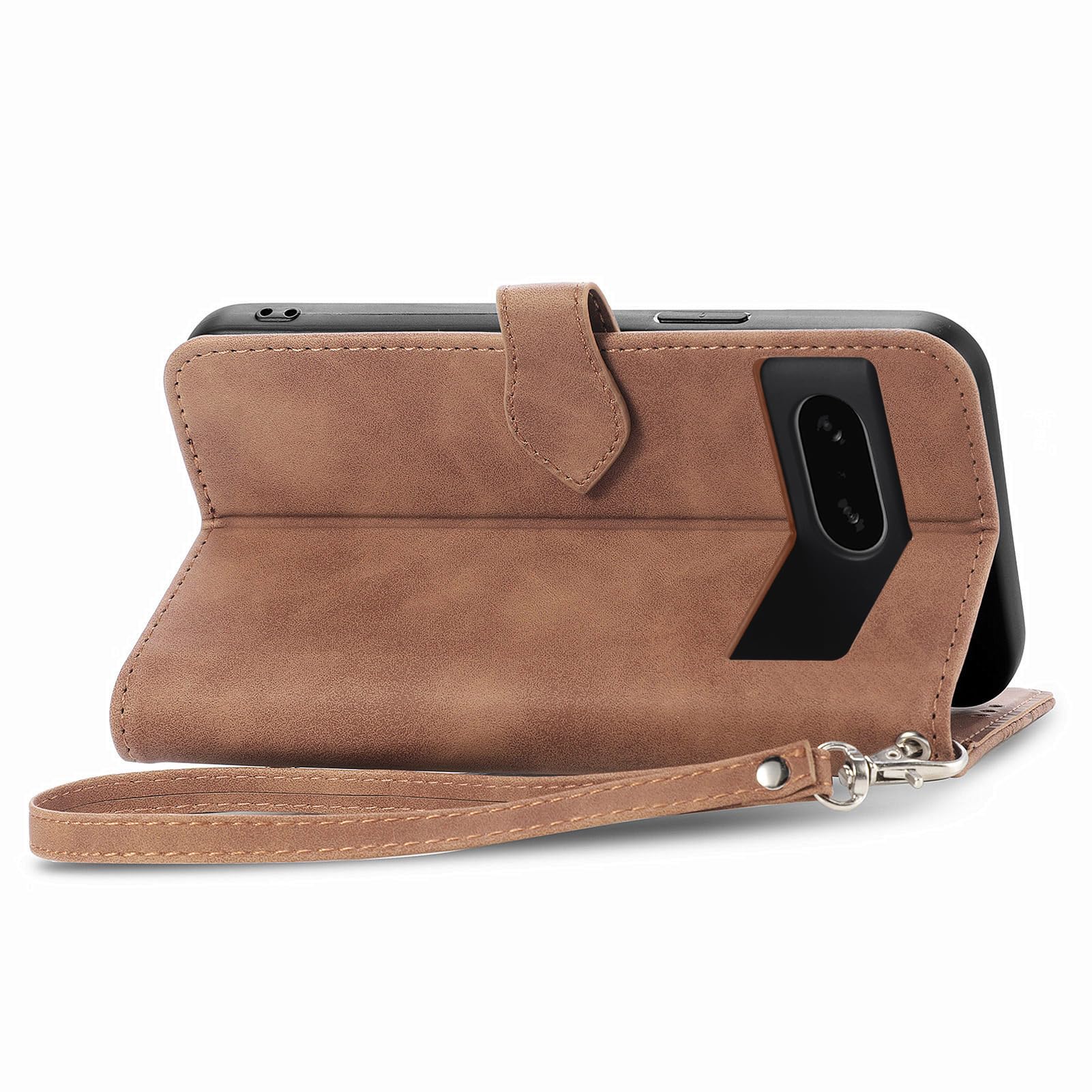 Custodia Portafoglio Con Fiori Per Google Pixel 7 Pro | Cover A Libro In Pelle PU Con Tasche E Supporto | Antiurto Con Chiusura Magnetica - Marrone - 2
