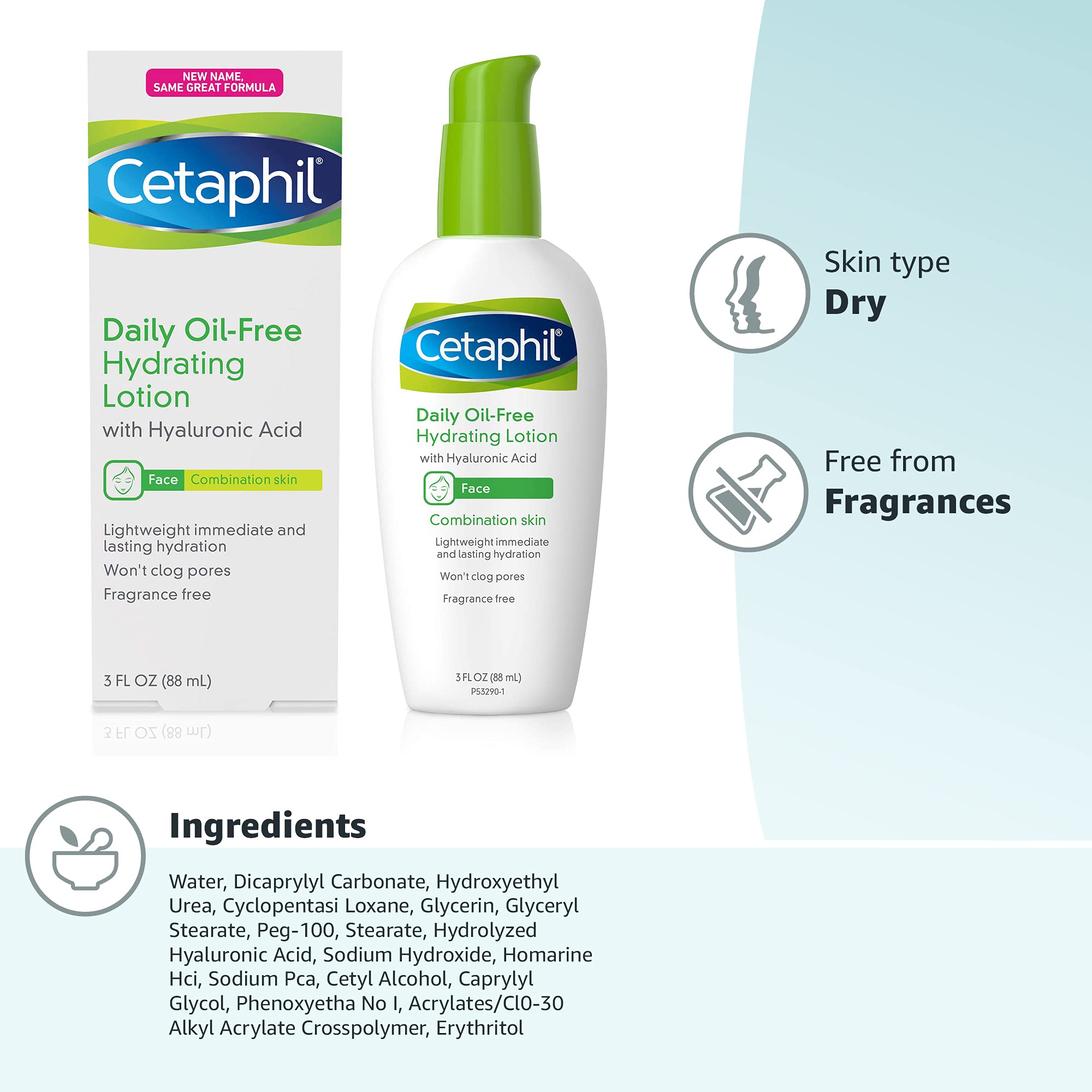 Buy CETAPHIL Daily Hydrating Lotion for Face , With Hyaluronic Acid, 3 fl oz , Lasting 24 Hr