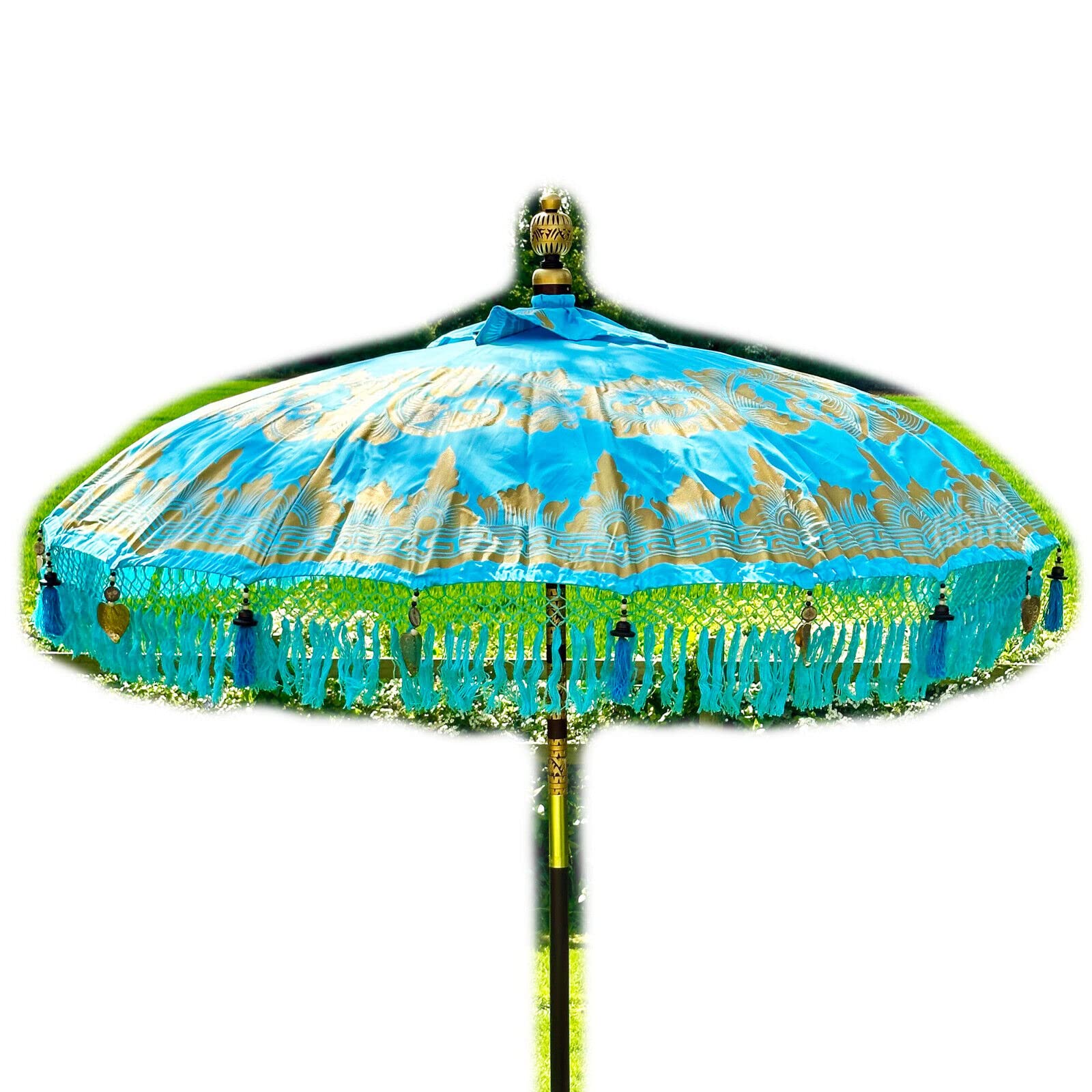 Darthome Bali Sun Parasol 2m Handmade Traditional Indonesian Garden Umbrella (Blue)