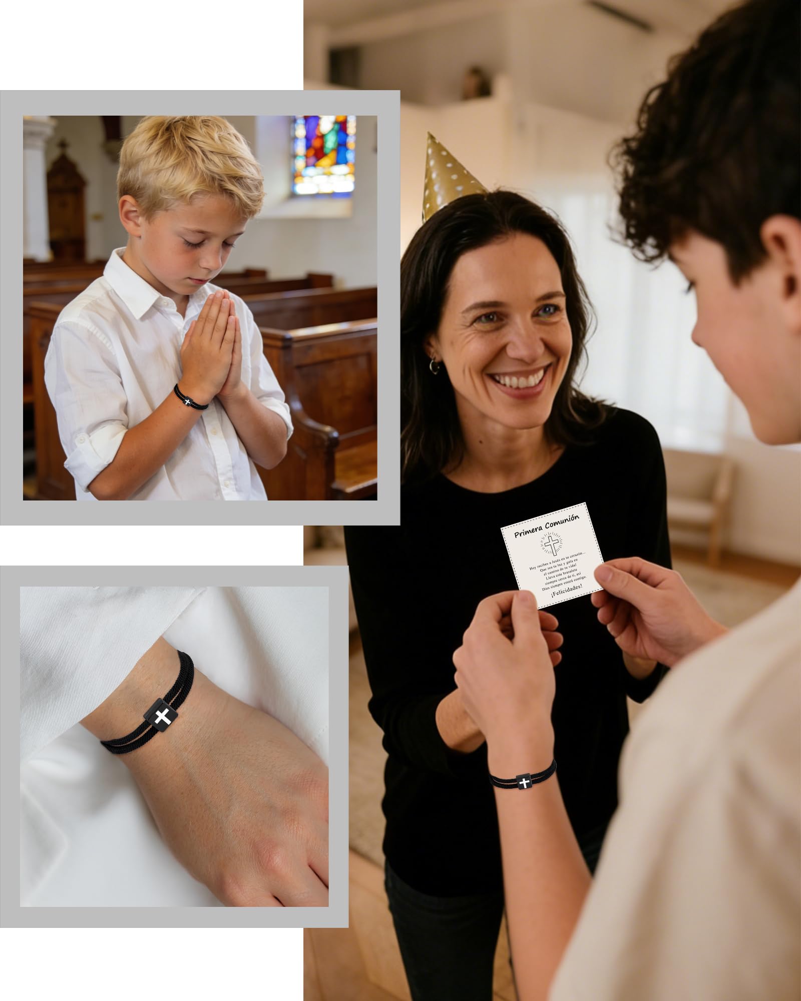 VGWON Pulsera Comunión Cruz Niño Joya Cristiana Bautizo Confirmación
