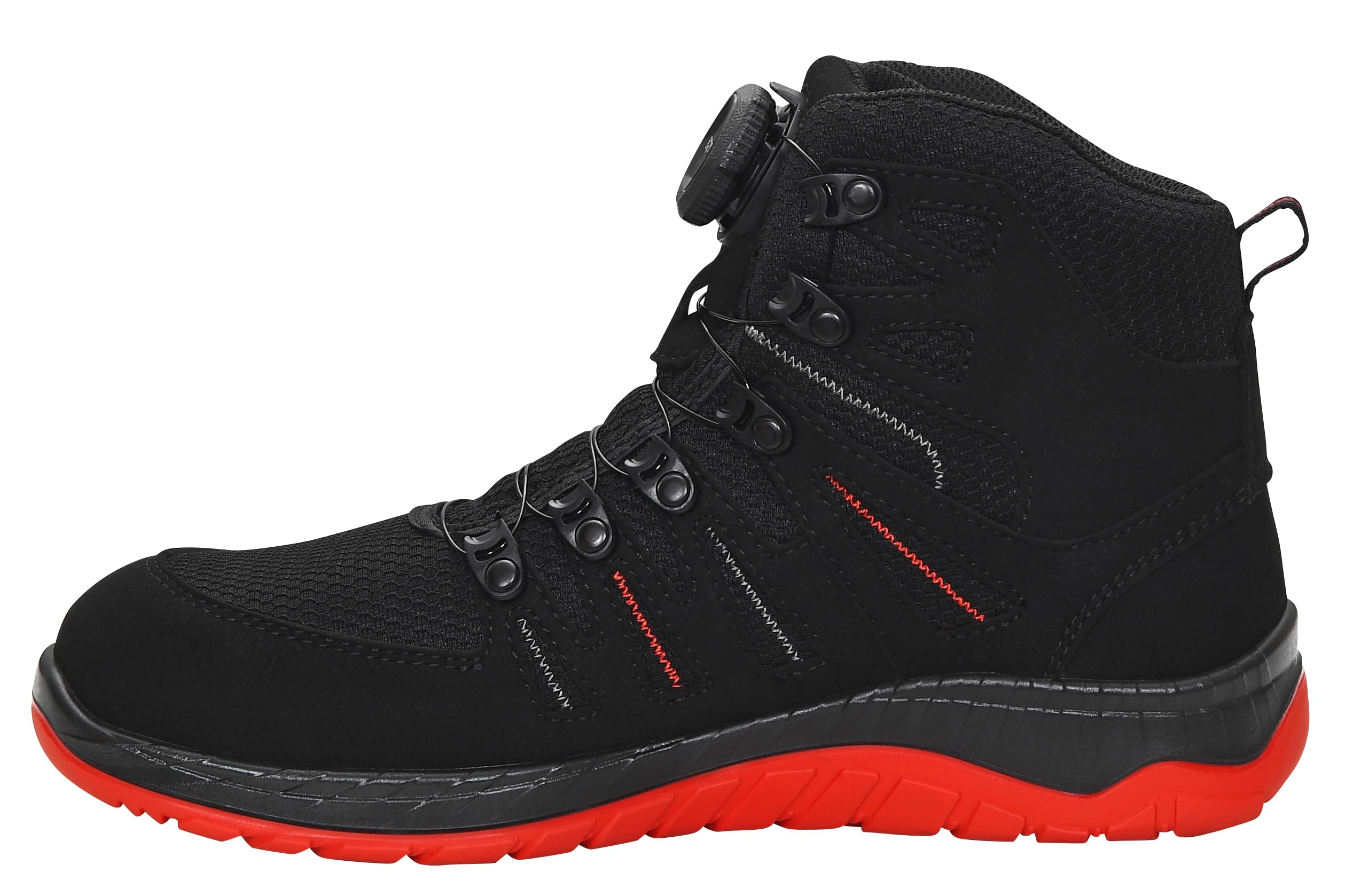ELTEN MADDOX BOA black-red Mid ESD S3S | Sicherheitsschuhe für Damen & Herren, Stahlkappe, leicht, atmungsaktiv