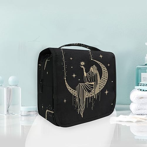 Miniatura 9 de Neceser colgante portátil cosmético maquillaje sacro noche niña en luna organizador de viaje para hombres y mujeres con gancho resistente, Multi