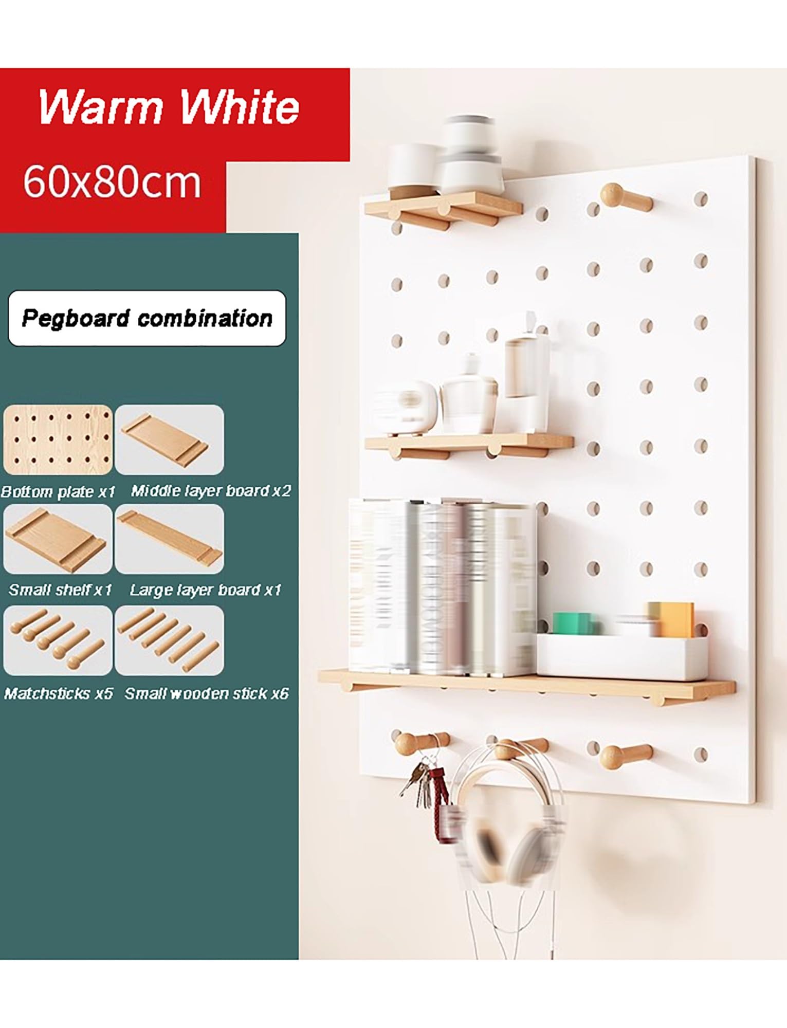 Organizador de pared con ganchos y estante para entrada, pasillo, sala de estar, cocina y almacenamiento de oficina