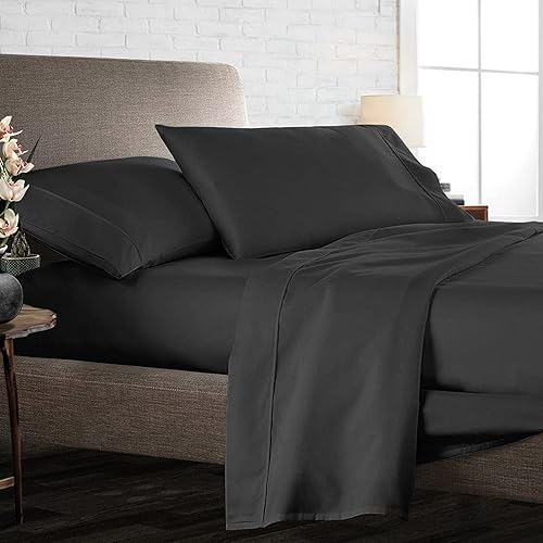 Miniatura 1 de Blessings Decor Sábanas bajeras 100% algodón profundas con 3 piezas, 1 encimera, 1 sábana bajera de bolsillo profundo y 1 funda de almohada (gris