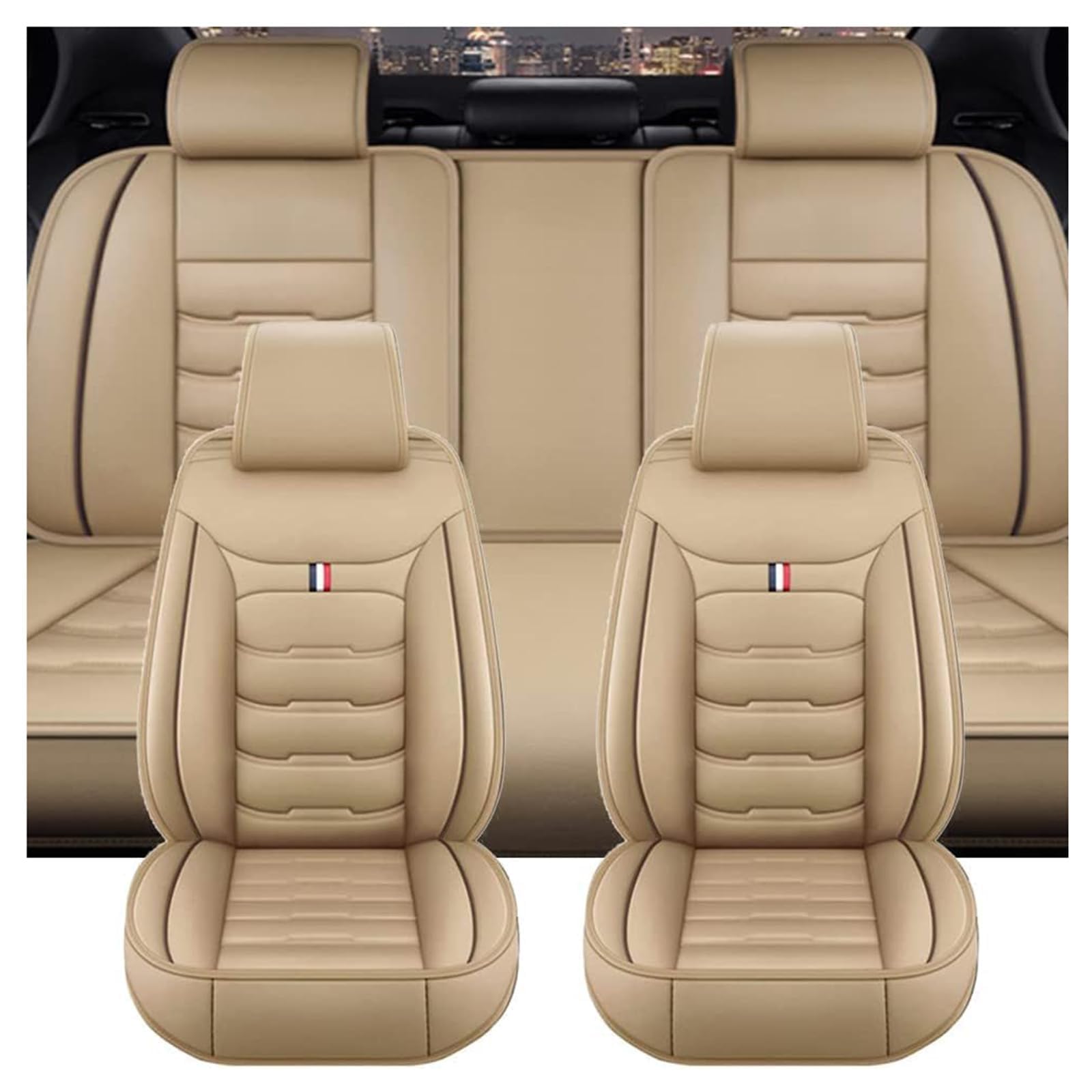 KKJZFRDCR Car Seat Covers for Polo Type AW 6C 6R 9N3 9N 6N2 6N 86C 2F 86 Car Leather Seat Cover Sets Front Rear Breathable Removable Waterproof Easy Install Accessories,B