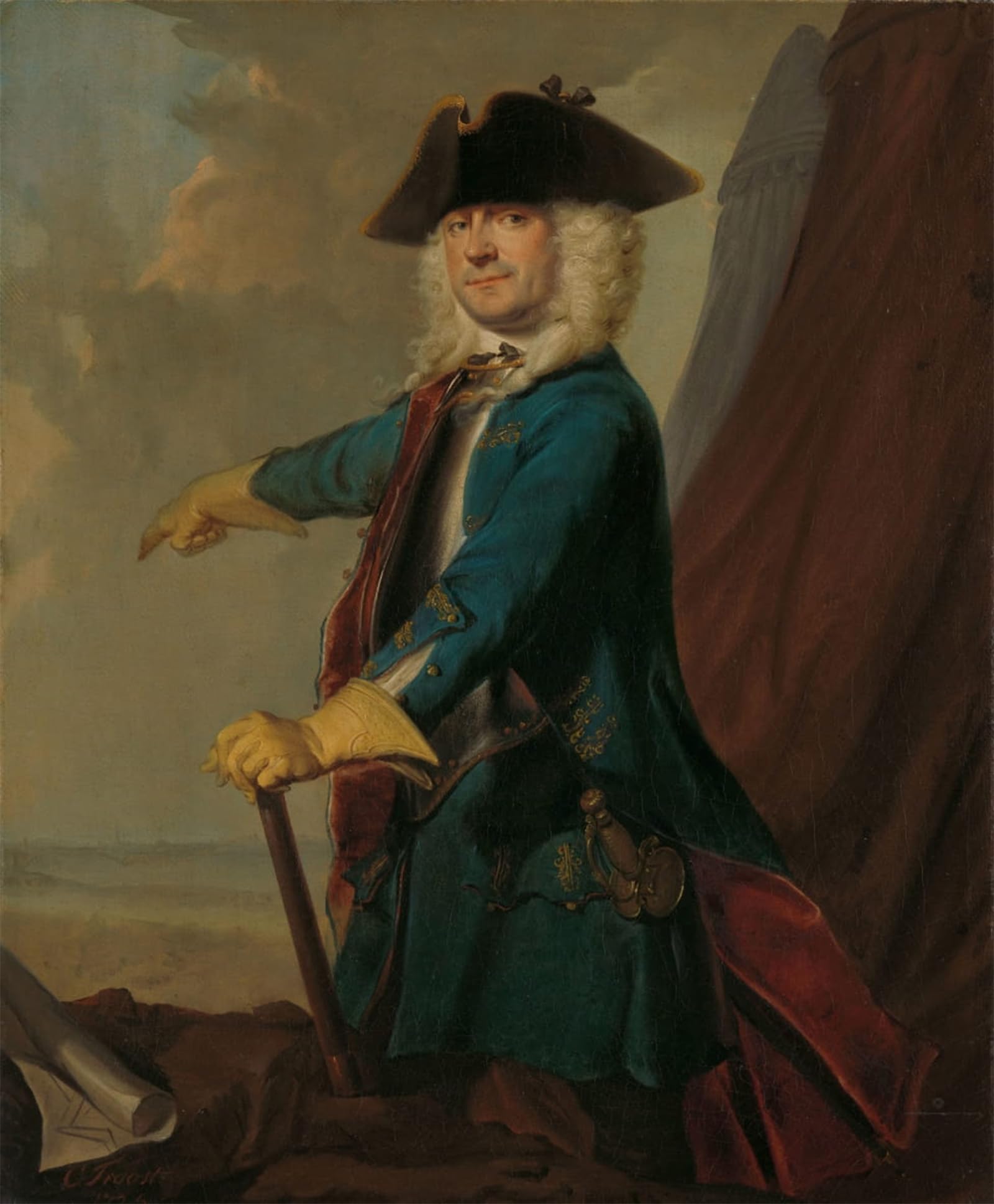 SERENDIPITP Retro Picture Poster Wall Art Pictures Painting Gerrit Sichterman Quartermaster General of the Cavalry by Cornelis Troost Wall Art Canvas Print for Wall Decor 60x90cm