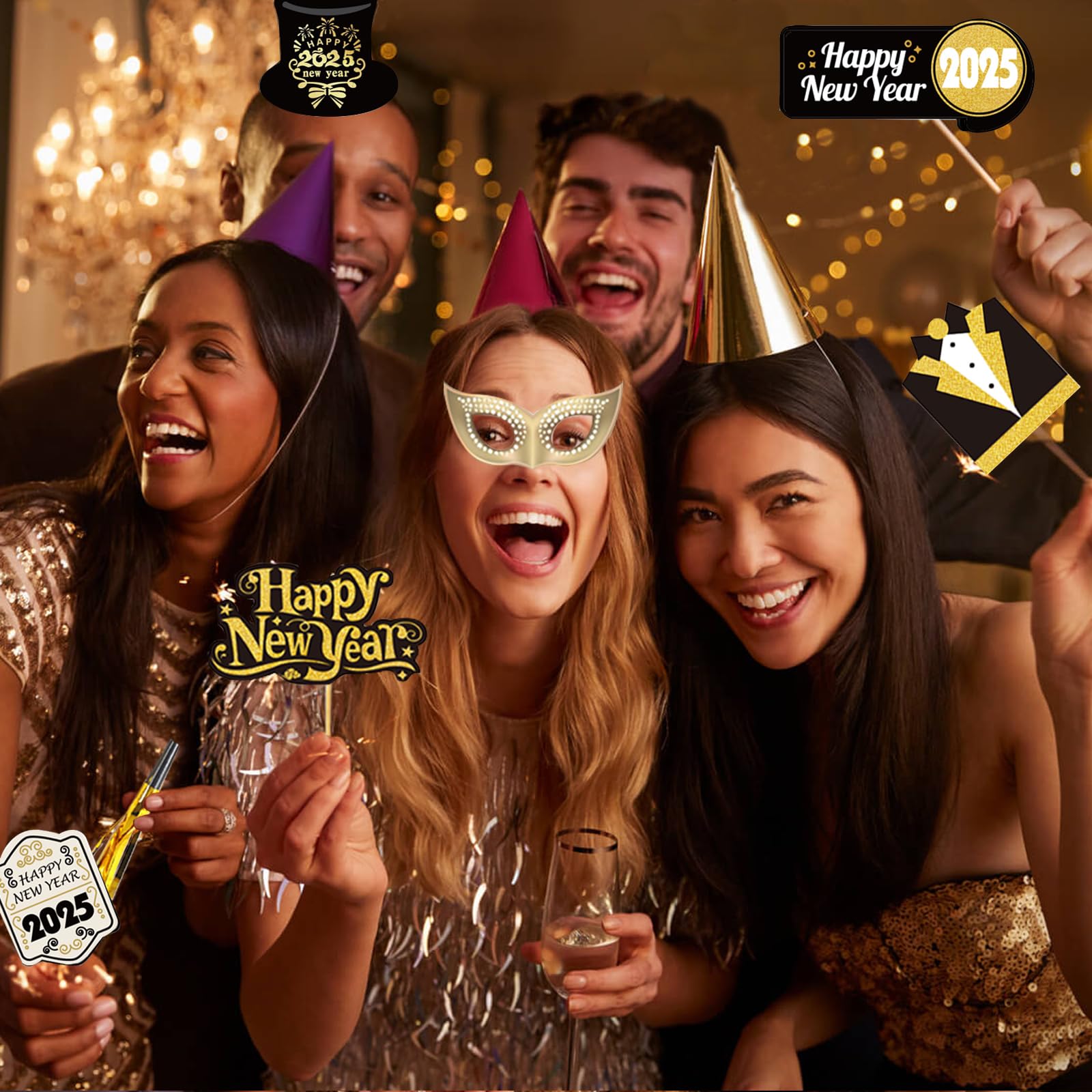 Set Decorazioni Capodanno 2025 XXL - 12 Palloncini Oro Bianco Latte Con Numeri