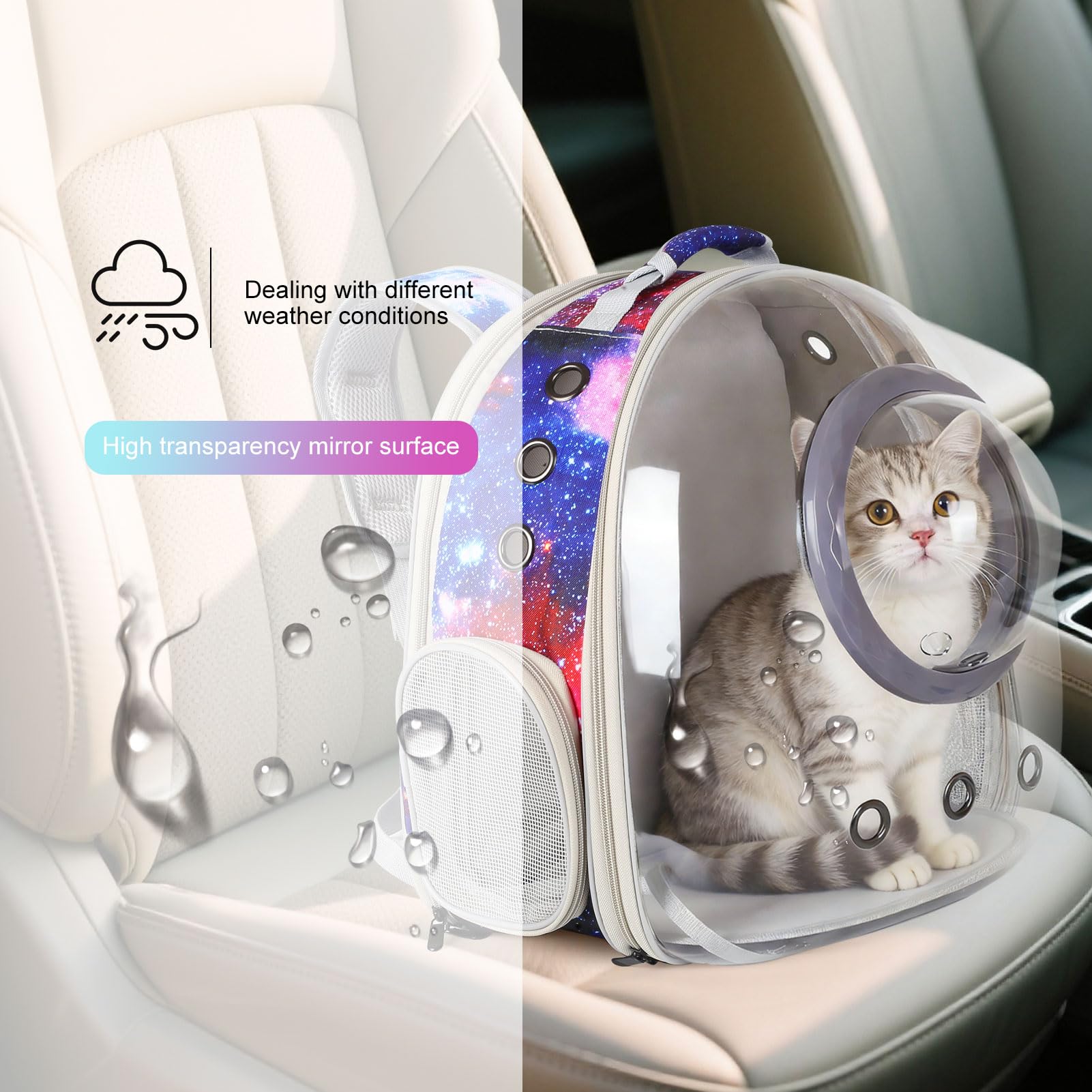 Mochila de burbujas transparentes para gatos, mochila de astronauta para gatos, perros pequeños, gatitos, conejos, aprobados por aerolíneas, viajes, senderismo, camping, gatos (color azul