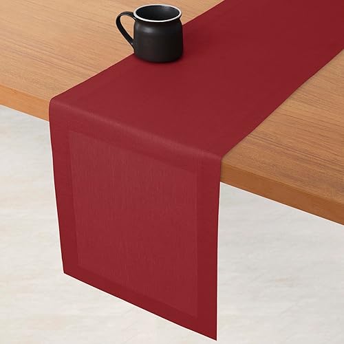Miniatura 3 de D'Moksha Homes Camino de mesa de lino rojo de 60 pulgadas, 100% lino puro, 14 x 60 pulgadas para mesas de café, tocador, San Valentín, primavera,