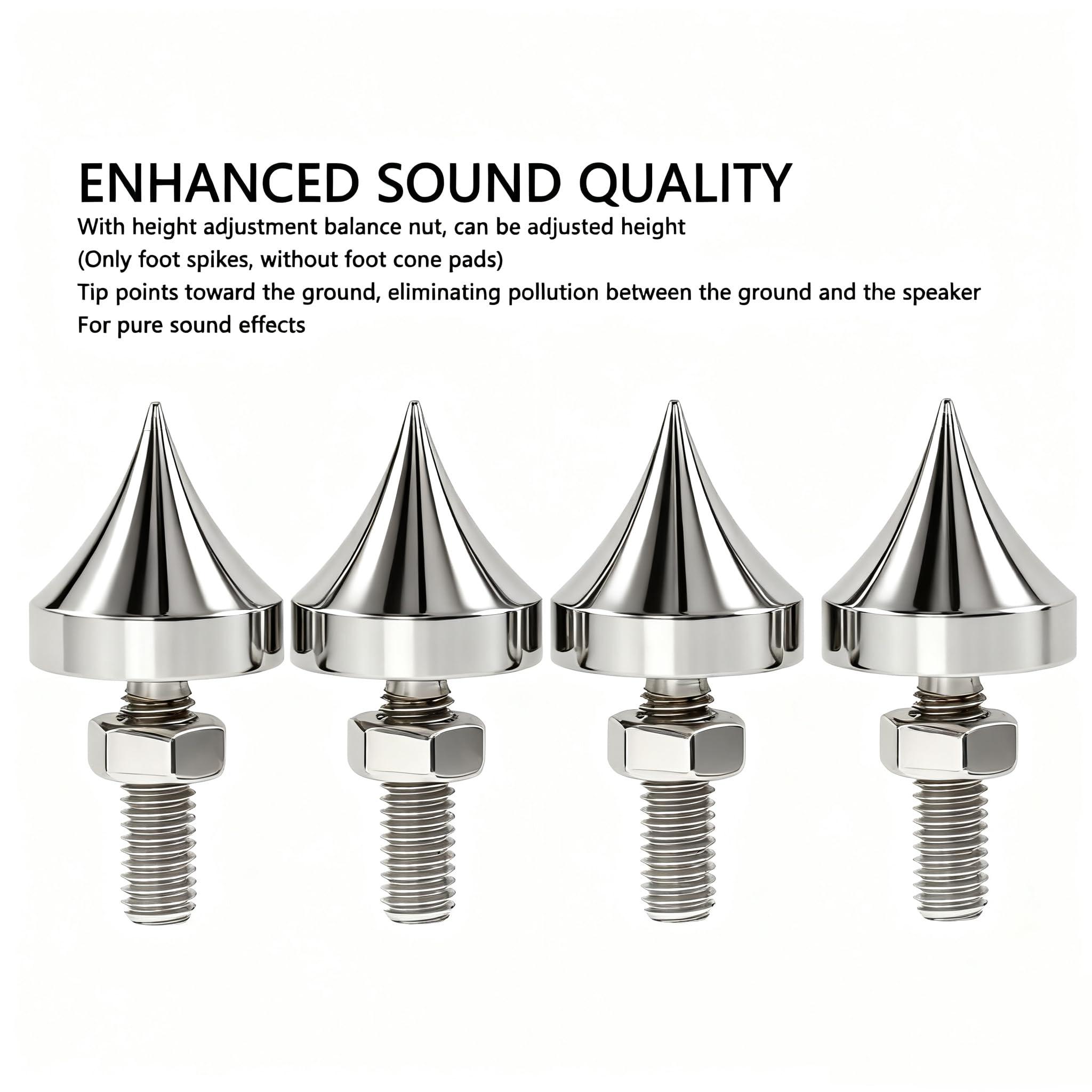 Tissting Lot de 4 pics d'isolement pour haut-parleur M6/M8/M10/M12 en acier inoxydable HiFi pour amplificateur, lecteur CD, DVD (M8)