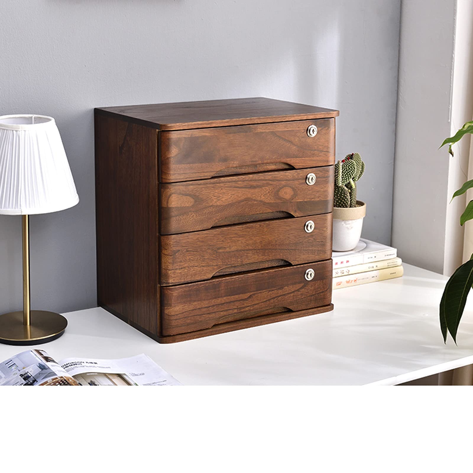Cassettiera da scrivania in Legno con Serratura - Cassetti Multipli per Materiale da Ufficio e archiviazione di Documenti A4/ricevute - Mobiletto Portadocumenti Piatto Sicuro per Uso Domestico e