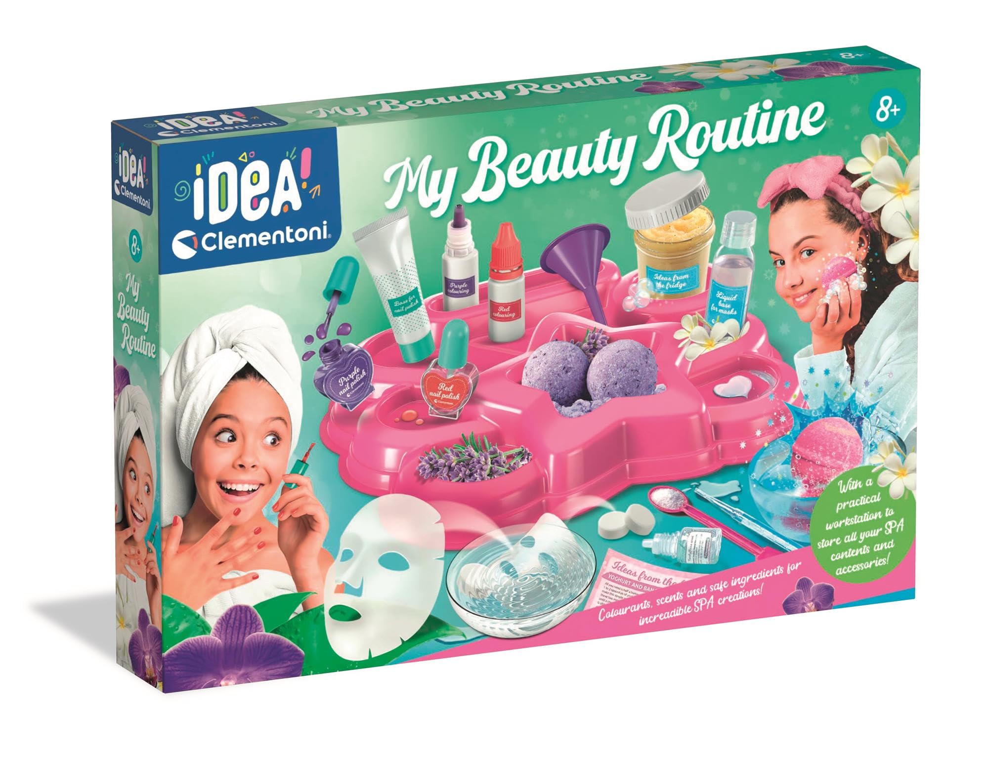 Clementoni Beauty Routine 75 Idea – DIY Spa Set to Create Face Masks, Bath Bombs & Nail Polishes for Kids 8+
