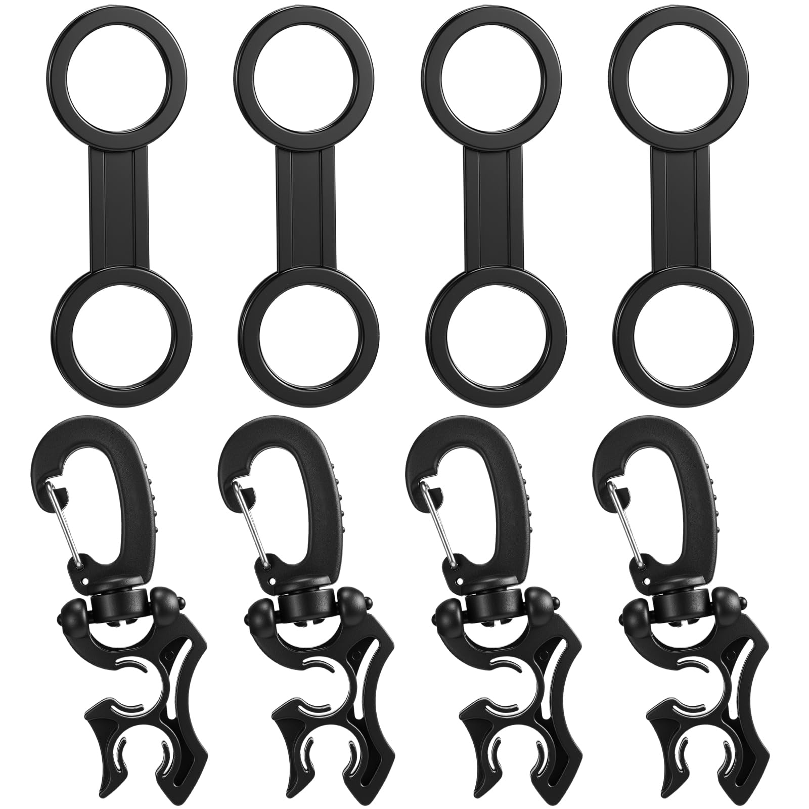 Weewooday 8 Pcs Scuba Diving Snorkel Keeper Double Scuba Bcd Hose Clip with Snap Hook Buckle Silicone Snorkel Mask Strap Accessories Retainer Universal Plastic Attachment Replacement Gear Accessories