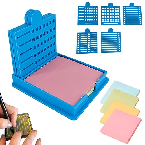 2025 New Sticky Note Stencil, Sticky Note Holder with Five Templates, Suitable for 3x3 Inch Sticky Notes, Perfect for to-Do Lists, Home, Office, Reusable Sticky Notes Dispenser (Blue 5 Templates) - Blue 5 Templates