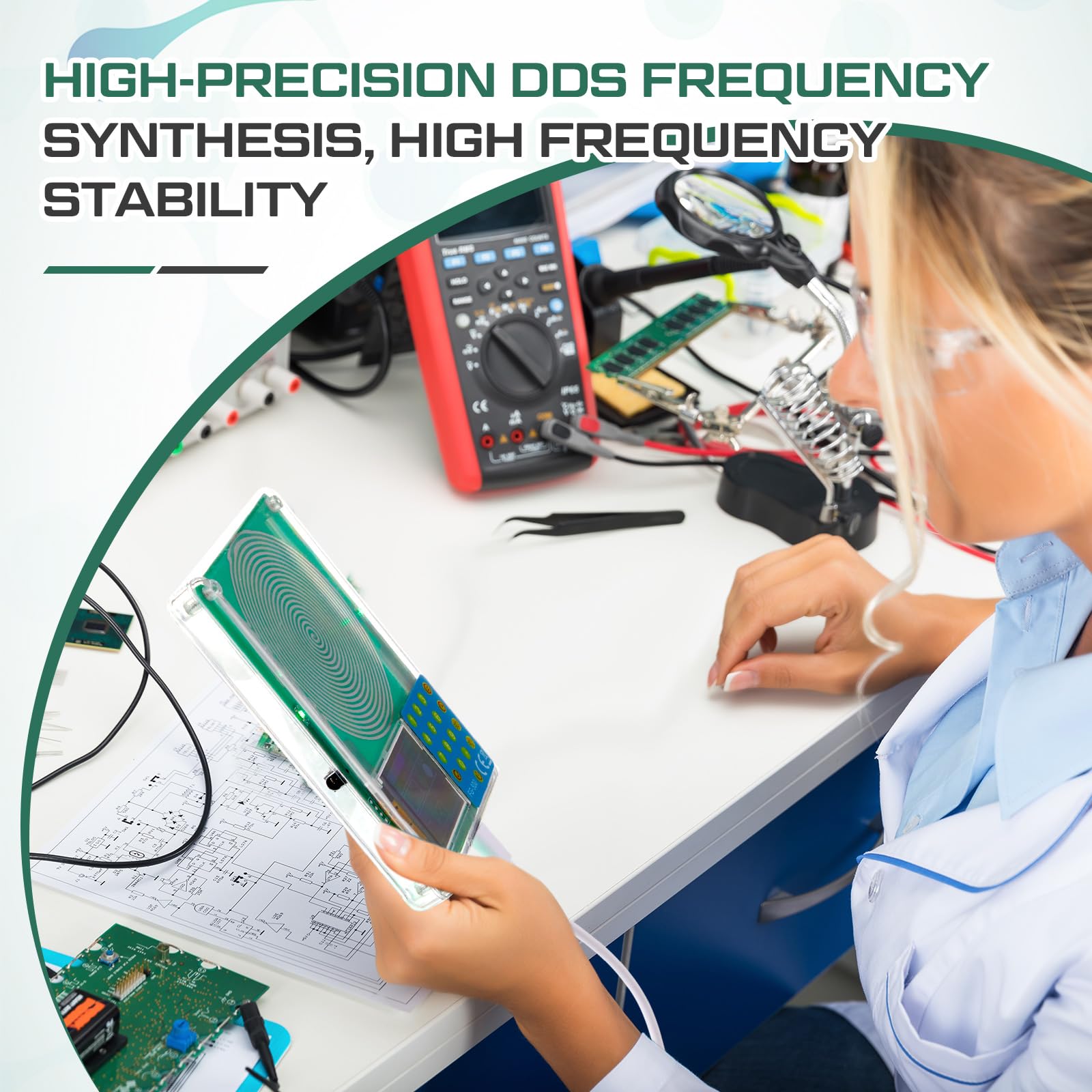 Relaxweex Generador de resonancia de onda sinusoidal Schumann ajustable de 0,1 Hz-200000 Hz, generador de frecuencia ultra baja, máquina de frecuencia de sonido con USB y caja acrílica magnética