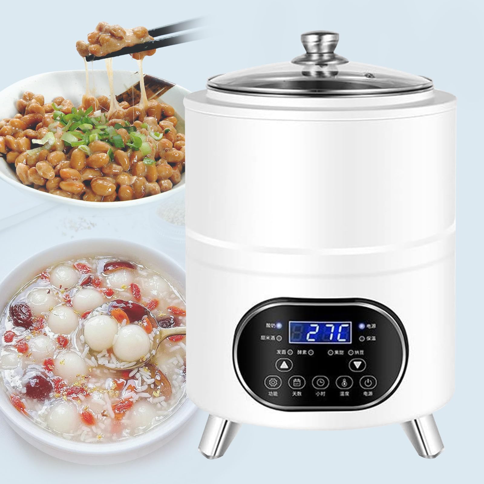 Yogurtera Electrica, Yogurtera Comercial, con Acero INOX 304 Y 6 Modos, Máquina Automática para La Elaboración De Yogur Casero Y Natto, con Temporizador Y Funciones De Seguridad White-12L