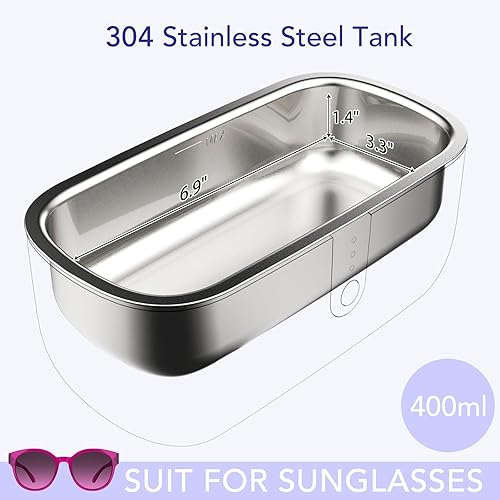 Miniatura 6 de Umimile Limpiador ultrasónico de joyería, limpiador ultrasónico portátil para limpiar joyas, anteojos, anillo, relojes, 45 KHz con temporizador