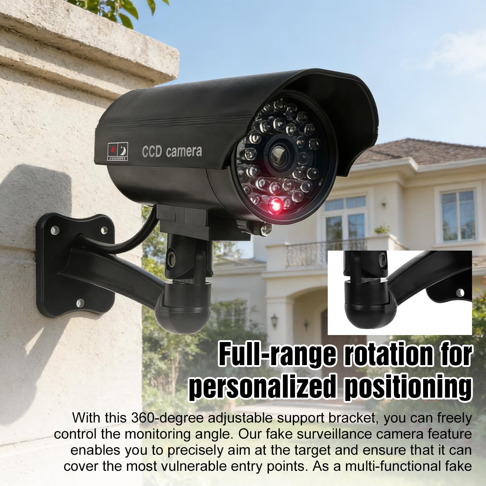 Telecamere finte CCTV, confezione da 4 telecamere a circuito chiuso fittizie per esterni e interni, telecamere di sicurezza fittizie finte, impermeabili, a forma di proiettile, con LED rosso