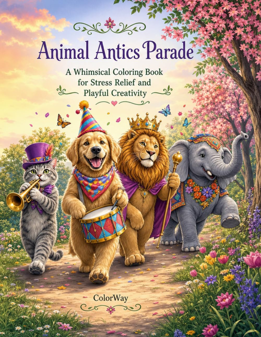 Animal Antics Parade: A Whimsical Coloring Book for Stress Relief and Playful Creativity: 50 Charming Animal Designs for Relaxation, Mindfulness, and Creative Fun