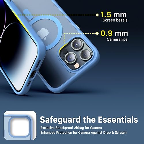 Miniatura 4 de M MYBAT PRO Funda magnética esmerilada para iPhone 14 Pro Max (6.7) con protector de pantalla, para MagSafe, parte trasera mate translúcida, funda