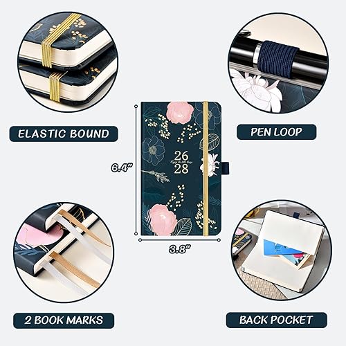 Miniatura 5 de Agenda de bolsillo 2026-2028, agenda mensual de 3 años 2026-2028, 6.3 x 3.8 pulgadas, enero 2026 a diciembre 2028, 60 páginas de notas, bolsillo