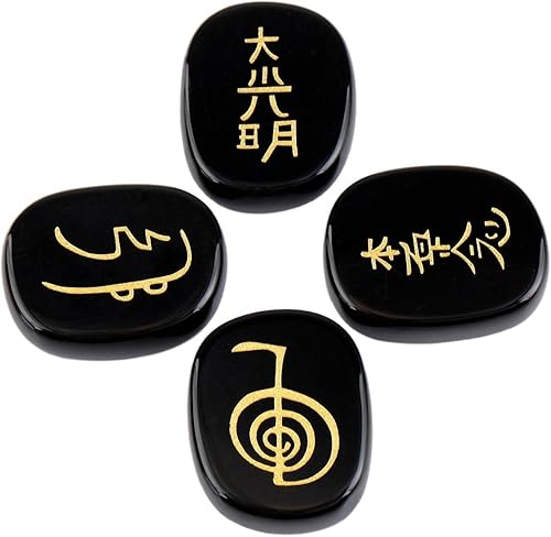 Miniatura 10 de rockcloud piedras para chakras, para sanación de cristal pulido, grabadas, piedras de bolsillo para reiki, equilibrio