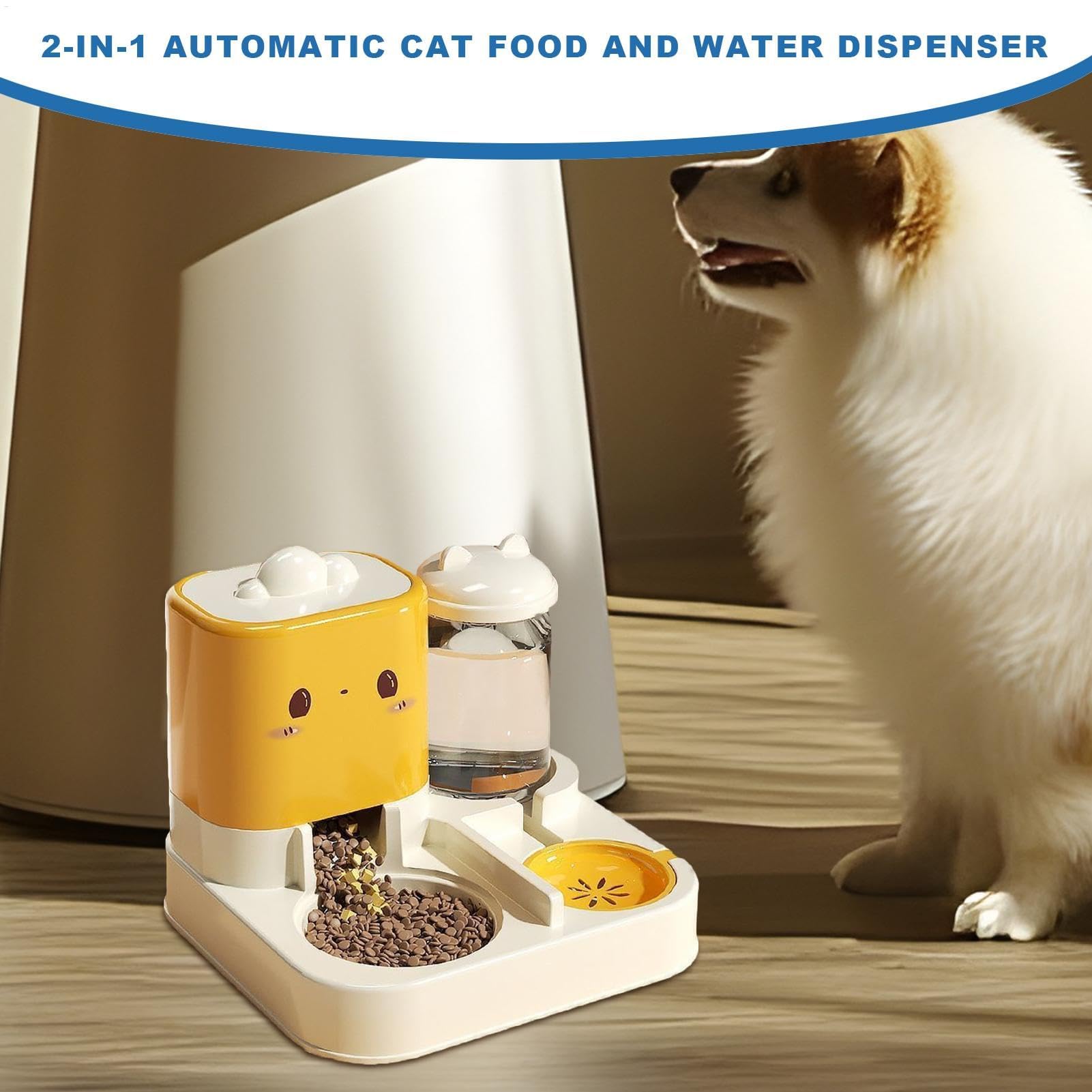 Futterautomat, Futter- und Wassernapf for Haustiere(Yellow)