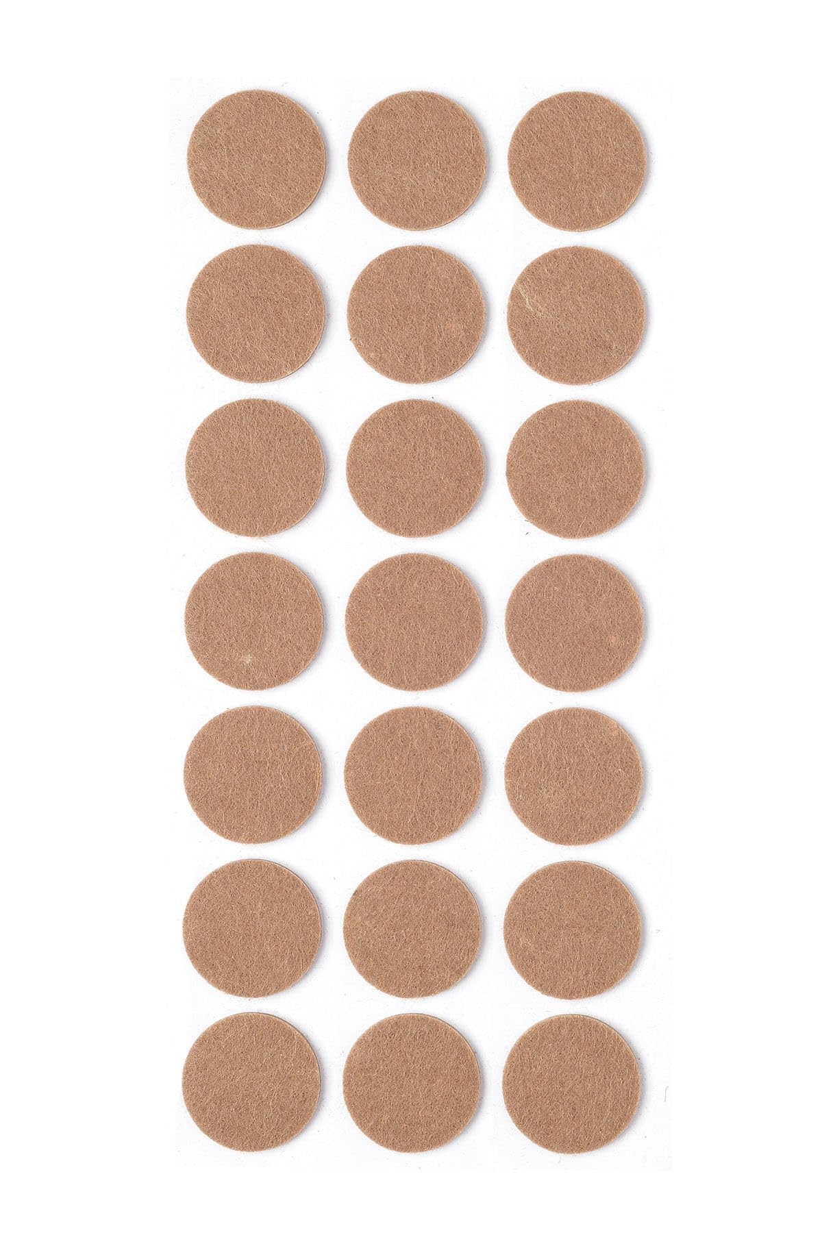 Kahverengi 21 Adet Yapışkanlı Sandalye, Masa, Koltuk Altı Parke Koruma Keçesi, Yuvarlak, 3 Cm