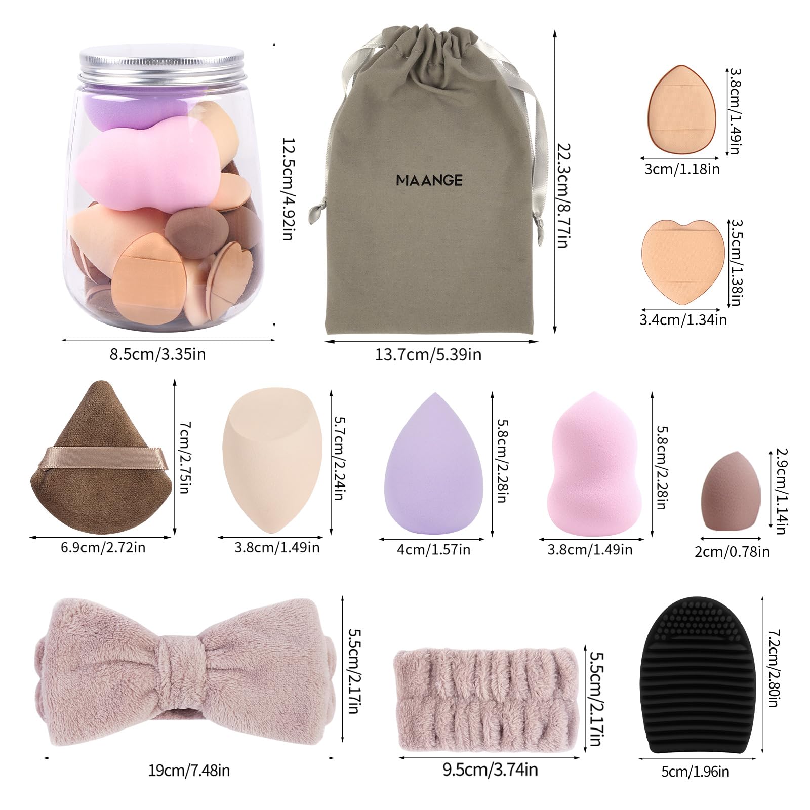 MAANGE Juego de 49 brochas de maquillaje, juego de herramientas de maquillaje multifuncionales con brochas de maquillaje, brochas de maquillaje, bolsa de brochas de maquillaje (champán)