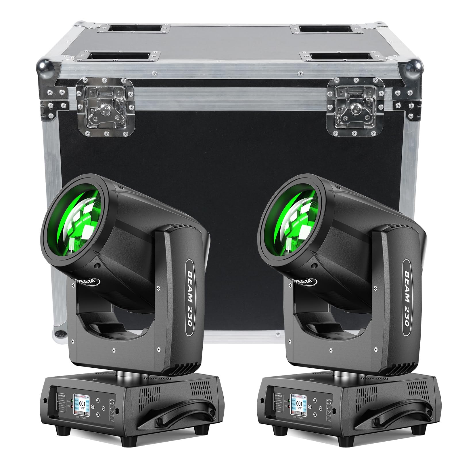 230W 7R LED Teste Mobili, d-mx512 Discoteca Palcoscenico Spot Beam con 24 Prisma 4 Modalità di Controllo Luce Party per Matrimonio DJ Party Live Band Mostra (2 pezzo con flightcase)