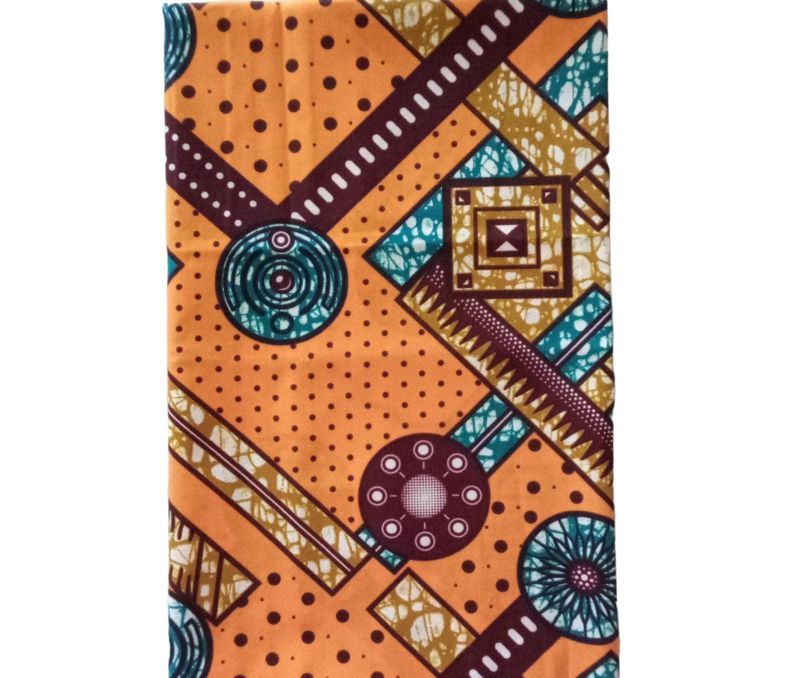 Tissu Pagne Wax Africain Imprimé - 2 Yards, Coton, Multicolore, Origine Togo