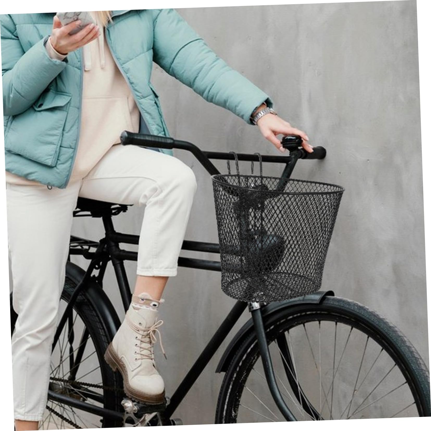 GALPADA Cesta Metálica de Hierro Ligera y Resistente para Bicicleta Eléctrica, Cesta Delantera Fácil de Instalar para Patinete Infantil y Accesorios de Ciclismo