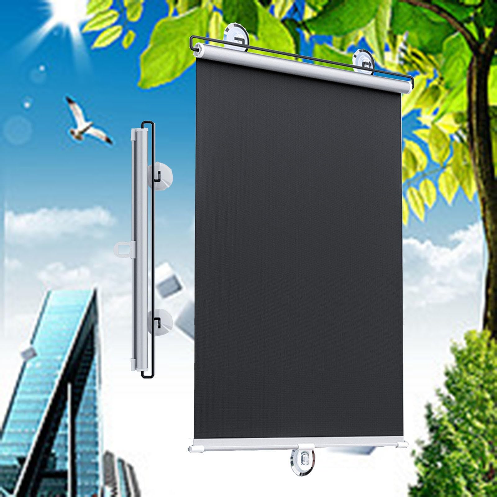 Tendine parasole per finestre personalizzabili, oscuranti, retrattili, senza trapano, montaggio a ventosa, 60 x 120 cm, perfette per la privacy e il controllo della luce