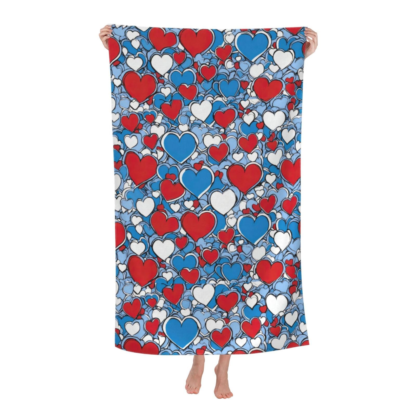 Cbaaghh Romantic Reds Heart Print Adult Beach Towels,Beach & Pool Towel,Beach Towels,Towels For Camping
