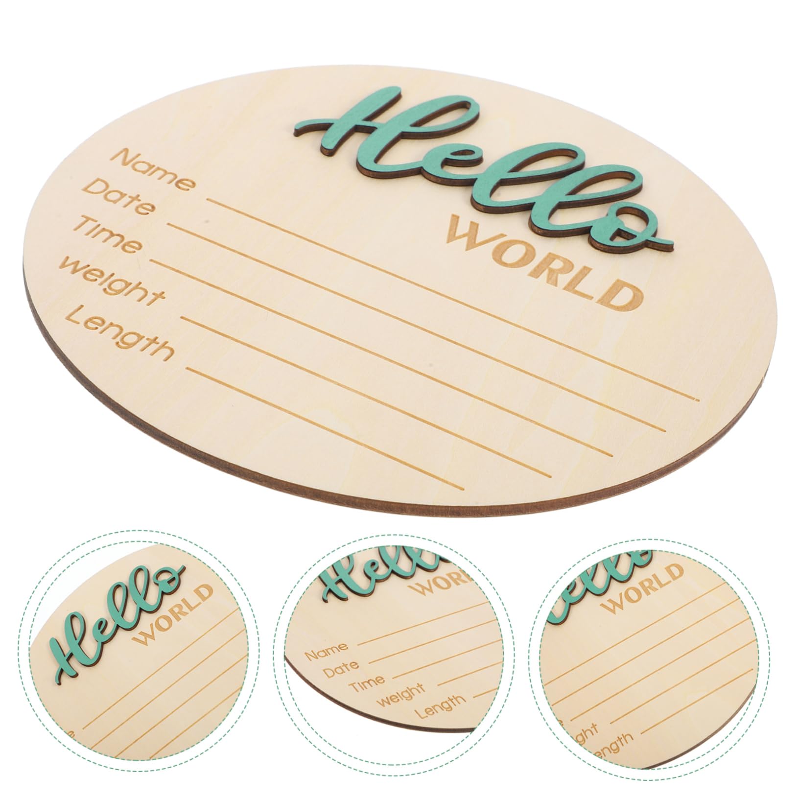 ifundom Newborn Props Baby Birth Announcement Round Wooden Sign for Photography Name Sign