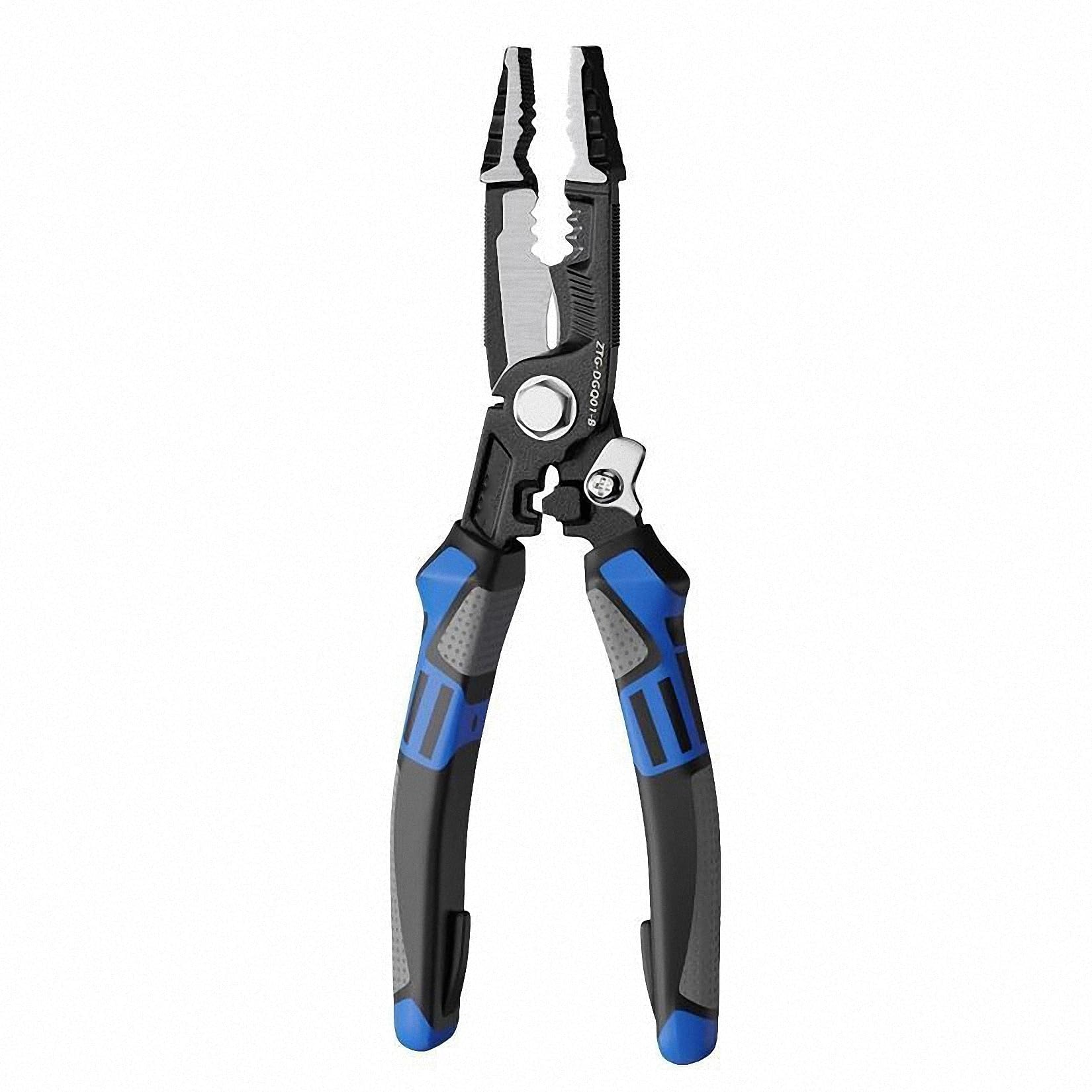 TERRIFI 9-in-1 Wire Stripper Tool, 8-Inch Multifunctional Wire Stripper Pliers, Cable Cutters, Wire Crimping Tool, C-RV Wire Stripping, Cutting, Crimping, and Shearing, Ideal for Electric Cable Work