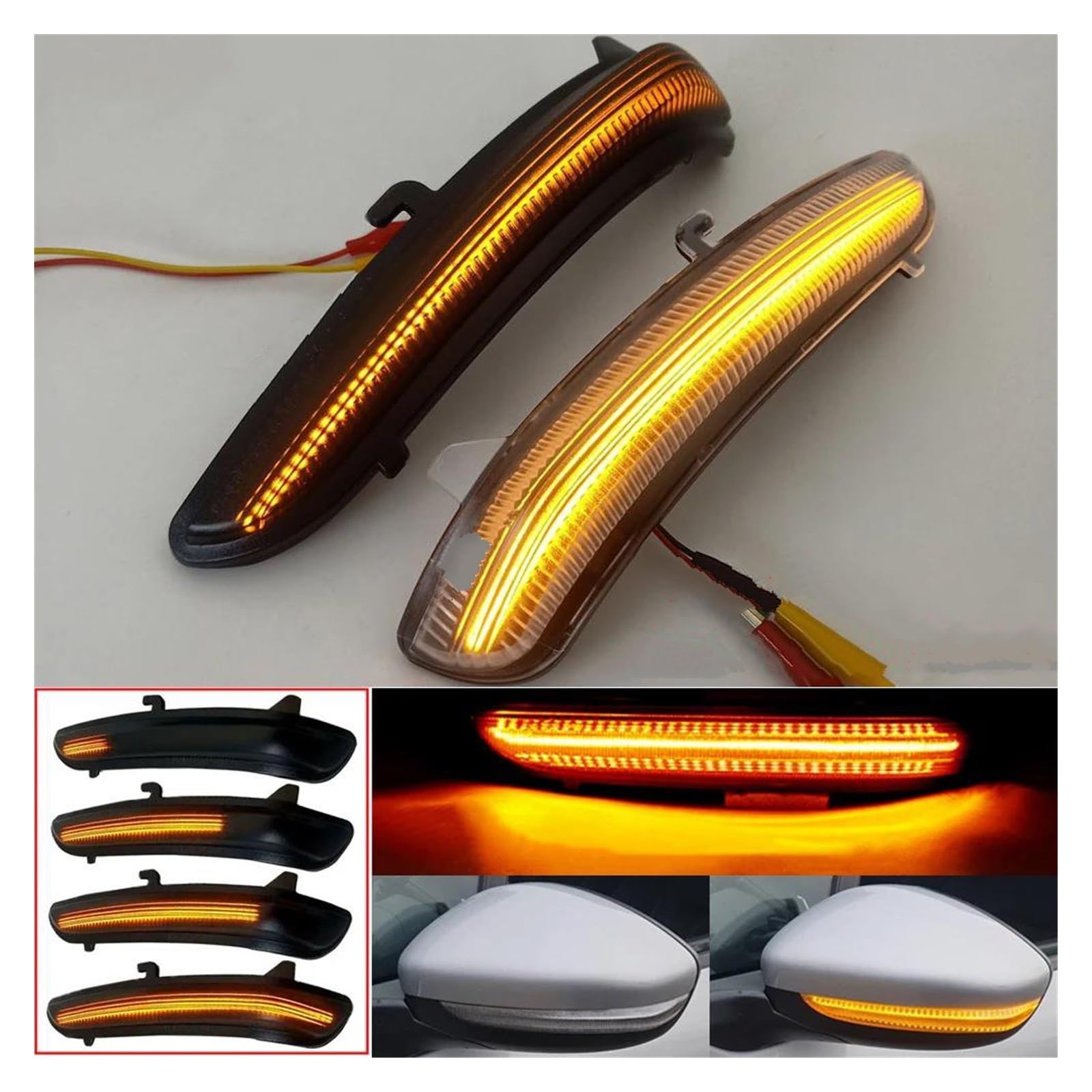 Clignotants Latéraux LED Dynamiques Séquentiels Pour Peugeot 208 & 2008 – 2 Pièces, Style Crystal Noir Fumé