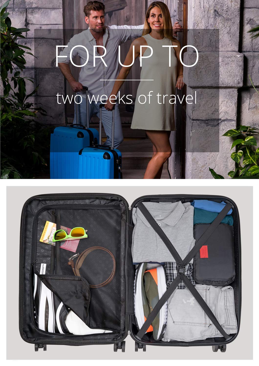 HAUPTSTADTKOFFER - SPREE - Valigia rigida, Trolley espandibile, Bagaglio con 4 ruote doppie, TSA, 75 cm, 119 litri, Blu scuro