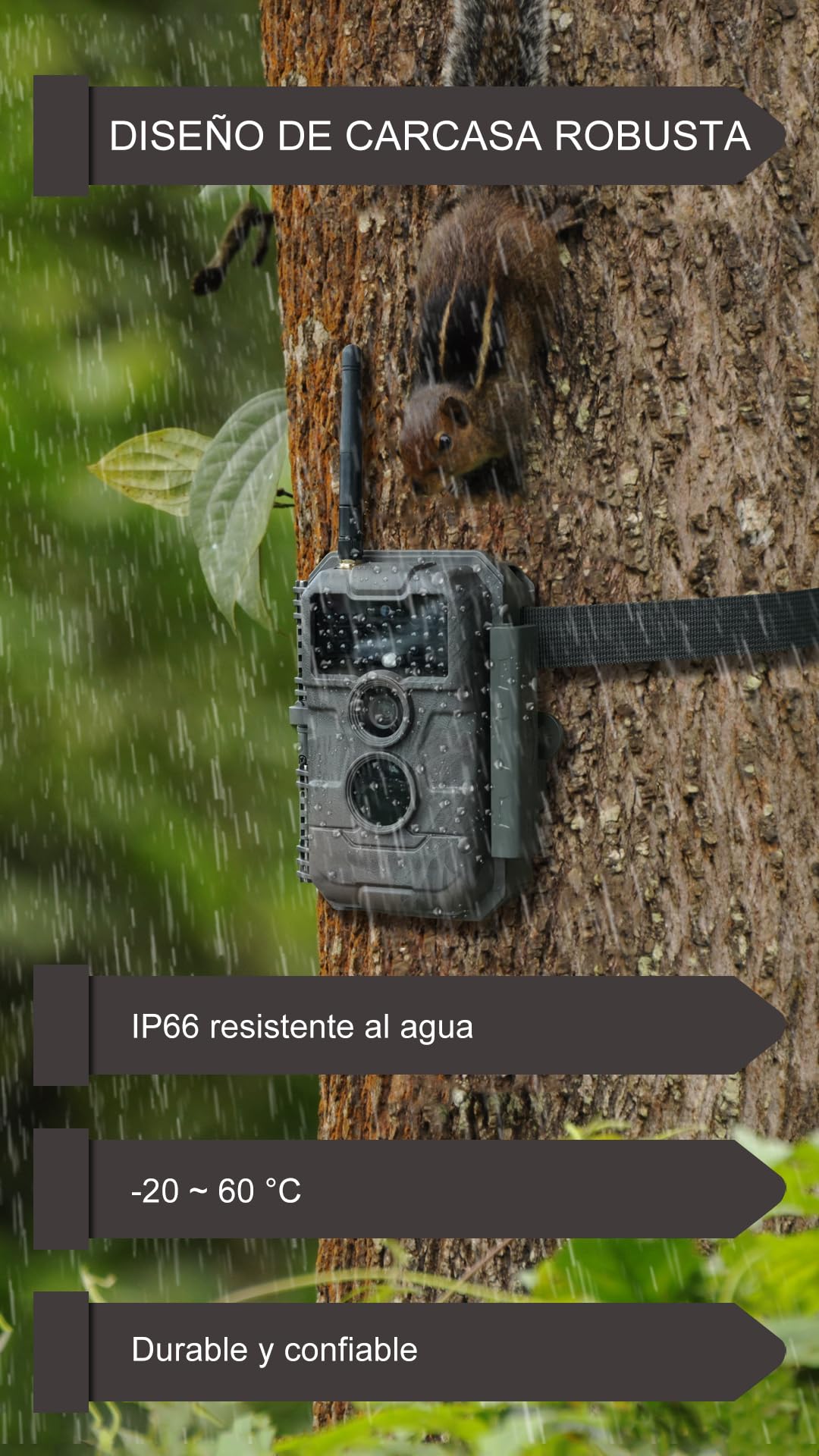 GardePro E6P Cámara de Caza, WiFi, Batería Recargable 8000mAh, 64MP 1296P H.264, Camara Fototrampeo con Visión Nocturna, Amplio Campo de Visión de 110°