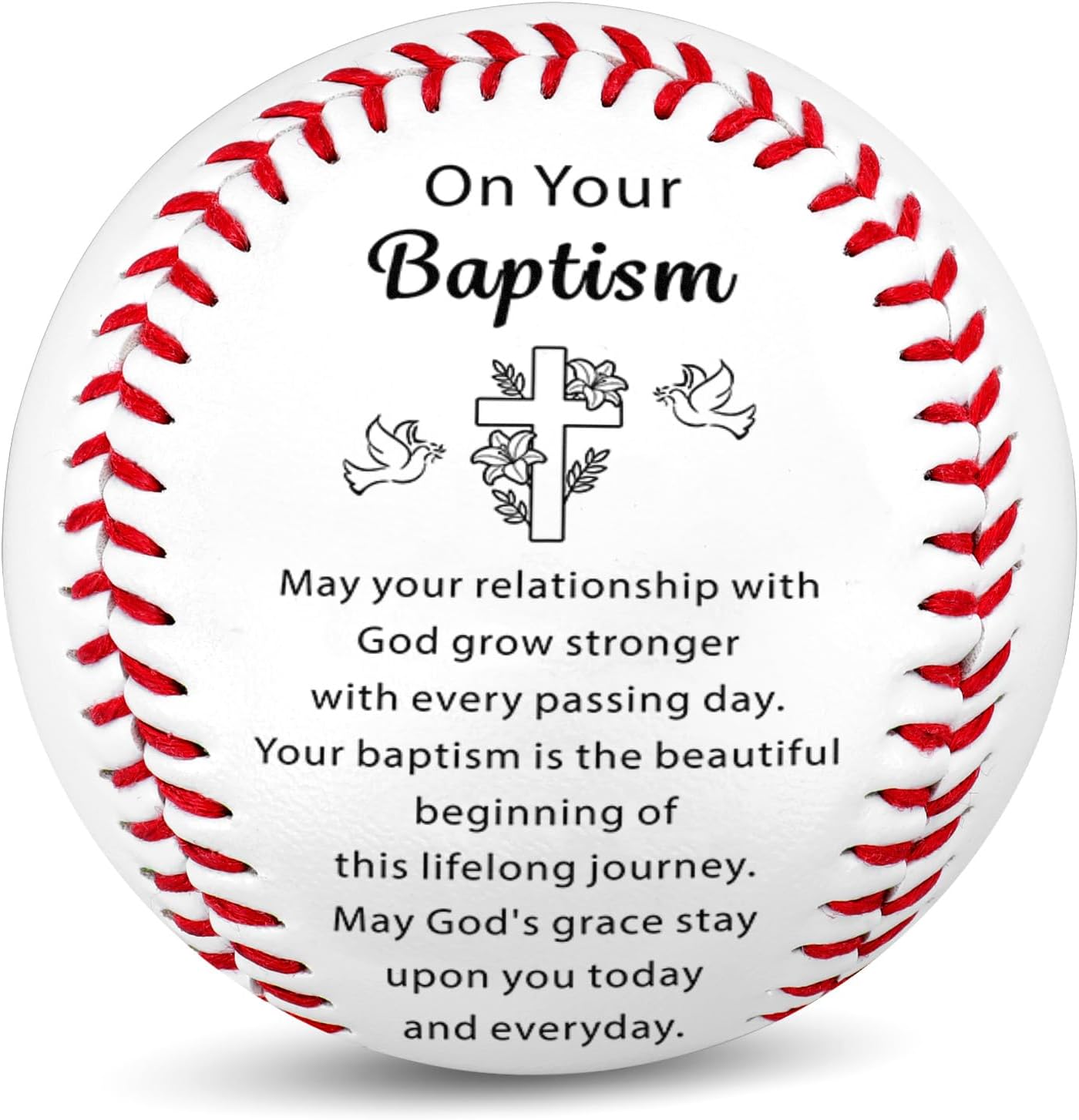 Fleure Esme Baptism Gifts for Boys Girls – Religious Baseball Keepsake with Blessing Message – Christian Baptism Gifts for Teen, Women, Men – Faith Gift for Christening, Communion – Gift Boxed