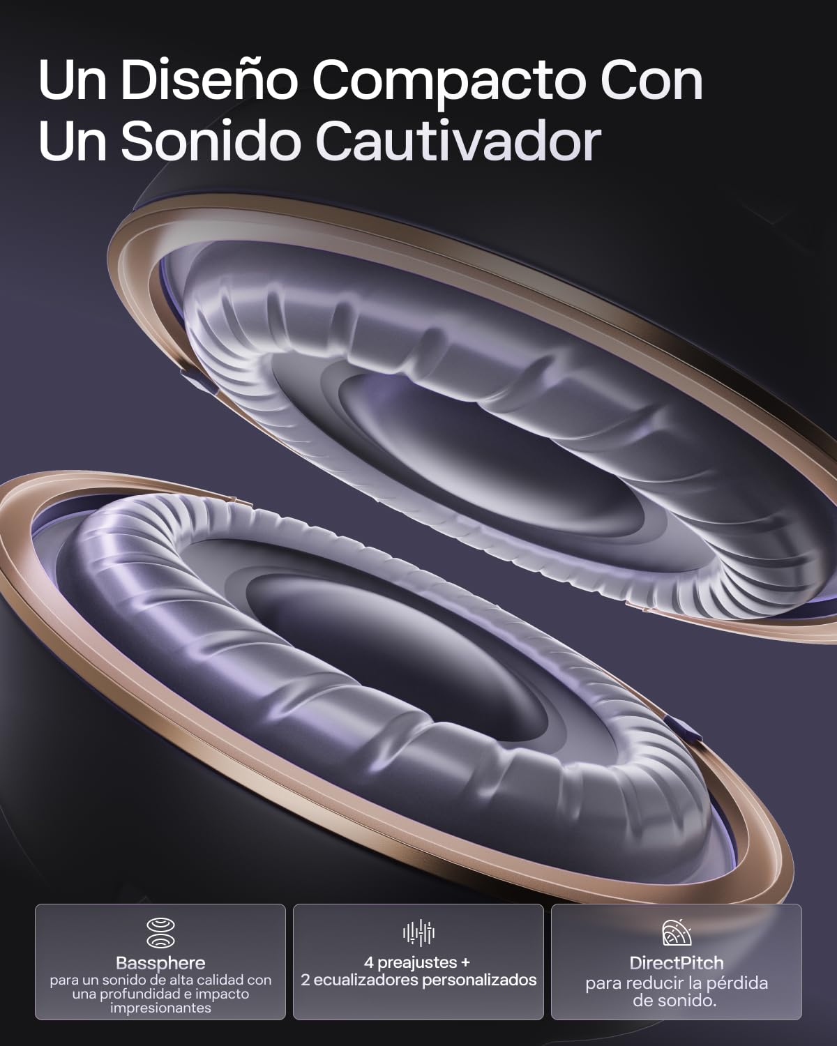 SHOKZ Auriculares Open-Ear Clip-on OpenDots Air, Ligero de 6,3 g, Morado | con Graves Profundos | 36 h de batería | Bluetooth 6.1 | reducción de Ruido con IA | Resistencia al Agua IP55 | Ajuste Seguro