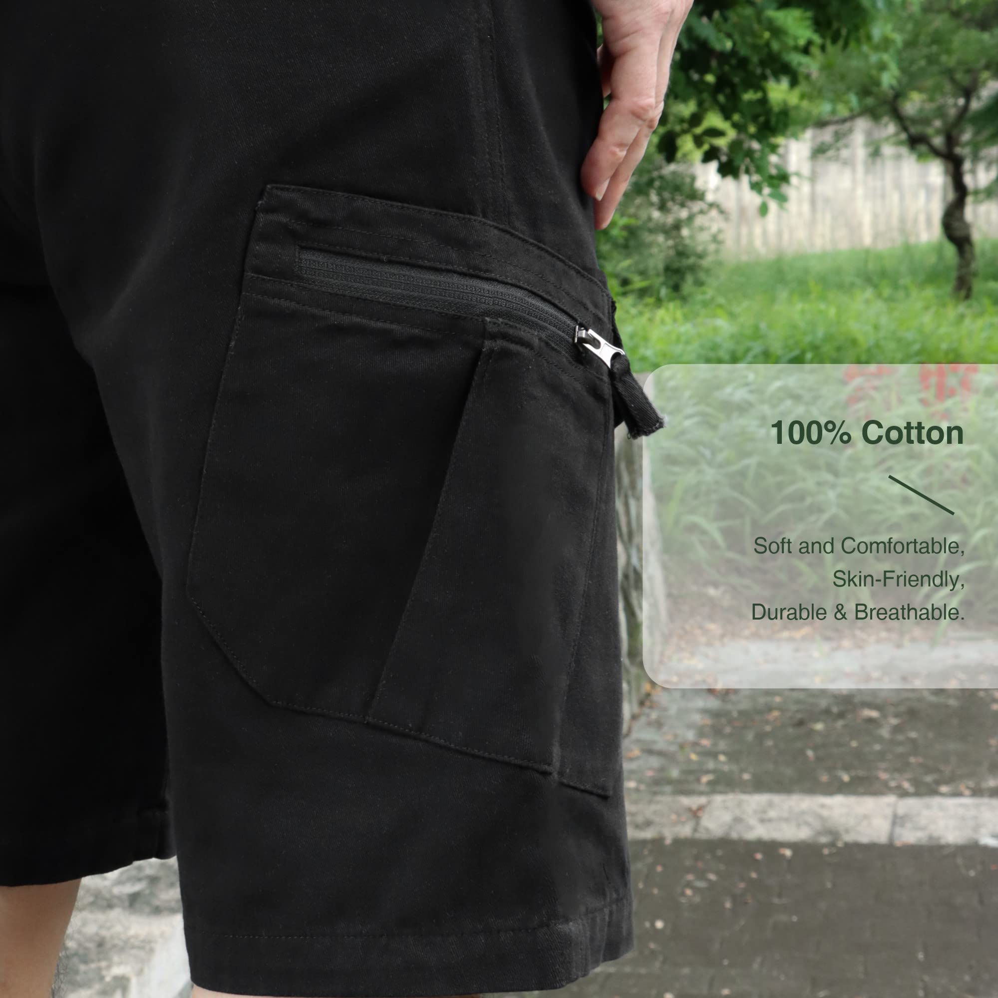 LY4U Pantaloncini Cargo da Uomo Pantaloncini da Combattimento Mimetici Casual in Cotone con Tasche Multiple, Verde S