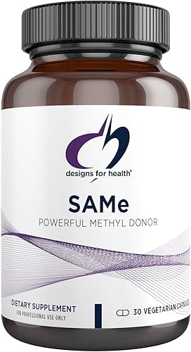 Designs for Health Mismas cápsulas con B6 B12  5-MTHF - Suplemento de S-adenosilmetionina de 200 mg con 5-MTHF folato  vitamina B12 - Sin OMG  sin